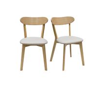 Set de 2 sillas vintage de madera de roble claro y tela beige DOVE