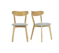 Set de 2 sillas vintage de madera de roble claro y tela efecto aterciopelado verde celadón DOVE