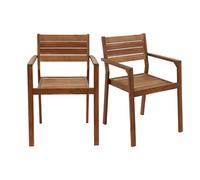 Set de 2 sillones de jardín apilables de acacia maciza CANOPEE