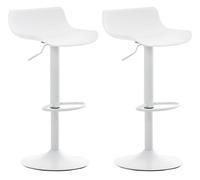 CLP Juego de 2 taburetes de Bar Aveiro con Asiento de plástico I Taburete de mostrador Regulable en Altura I Taburete de mostrador con Base de Trompeta, Color:Blanco