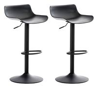 CLP Juego de 2 taburetes de Bar Aveiro con Asiento de plástico I Taburete de mostrador Regulable en Altura I Taburete de mostrador con Base de Trompeta, Color:Negro