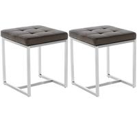 Set de 2 taburetes barci en polipiel simil cuero marrón 40x40x48 cm
