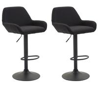 CLP Set De 2 Taburetes Braga Tapizado En Tela, Regulables En Altura & Giratorios I 2 Sillas Altas Con Respaldo & Reposabrazos, Color:negro, Color del marco:negro
