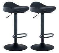 CLP Set De 2 Taburetes De Bar Alisson En Polipiel con Reposapiés I Juego De Sillas De Cocina Modernas Ajustables En Altura, Color:Negro