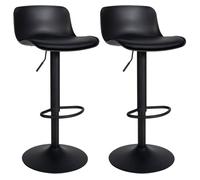 Set de 2 taburetes de bar almada en polipiel simil cuero negro 46x43.5x75 cm