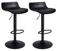 Set de 2 taburetes de bar aveiro en polipiel plástico negro 44x43x75 cm