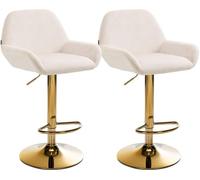 Set de 2 taburetes de bar braga en terciopelo con marco dorado crema 52x51x89 cm