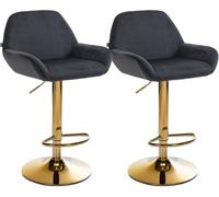Set de 2 taburetes de bar braga en terciopelo con marco dorado negro 52x51x89 cm