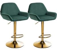 Set de 2 taburetes de bar braga en terciopelo con marco dorado verde oscuro 52x51x89 cm