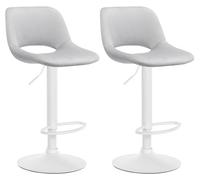 CLP Set De 2 Taburetes De Bar Camden En Terciopelo I Sillas De Salón Modernas De Altura Ajustable con Reposapiés Color:Gris Claro;Material del Soporte:Metal Blanco Mate
