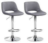 CLP Set De 2 Taburetes De Bar Camden En Terciopelo I Sillas De Salón Modernas De Altura Ajustable con Reposapiés, Color:Gris Oscuro, Material del Soporte:Hierro Cromado