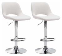 CLP Set De 2 Sillas De Cocina Camden En Tela I Taburetes De Altura Ajustable, Giratorios con Respaldo & Reposapiés, Color:Crema, Material del Soporte:Hierro Cromado