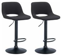 Set de 2 taburetes de bar en tela negro 46x42x86 cm