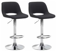 CLP Set De 2 Sillas De Cocina Camden En Tela I Taburetes De Altura Ajustable, Giratorios con Respaldo & Reposapiés, Color:Negro, Material del Soporte:Hierro Cromado