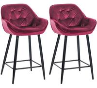 CLP Set De 2 Taburetes De Bar Gibson 76 En Terciopelo I Sillas Altas De Cocina con Reposapiés & Base Metálica, Color:Violeta