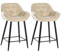 CLP Set De 2 Taburetes De Bar Gibson En Terciopelo o Tela I Juego De Dos Sillas Altas De Cocina con Base De Metal, Color:Crema, Material:Tela