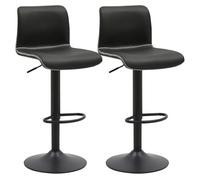 Set de 2 taburetes de bar henchy de cuero sintético simil cuero negro 47x41x85 cm