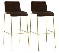 CLP Juego de 2 taburetes de bar con respaldo, apilables con funda de tela, estructura metálica de aspecto dorado, silla apilable hasta 150 kg, color: marrón, color marrón