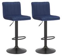 CLP Set de 2 taburetes de Bar Jamie giratorios en Terciopelo I Pack de 2 sillas de Altura Ajustable con reposapiés, Color:Azul