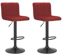 CLP Set de 2 taburetes de Bar Jamie giratorios en Terciopelo I Pack de 2 sillas de Altura Ajustable con reposapiés, Color:Rojo
