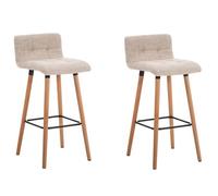 CLP Set De 2 Taburetes De Bar Lincoln En Tela I 2 Taburetes Altos Estilo Nórdico I 2 Taburetes De Cocina Con Respaldo & Reposapiés I Color: Crema, Madera Natural