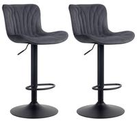 CLP Set De 2 Taburetes De Bar Linus En Tela, Terciopelo o Polipiel I Silla De Altura Ajustable para Barra De Cocina, Color:Negro, Material:Terciopelo