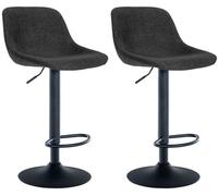 CLP Set De 2 Taburetes De Bar Loft En Terciopelo, Tela o Polipiel I Juego De 2 Sillas De Cocina con Base Metálica, Color:Negro, Material:Tela