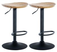 CLP Set De 2 Taburetes De Bar Skelde con Asiento De Madera I Juego De 2 Sillas para Barra De Cocina con Base Metálica, Color:Natura