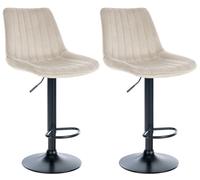 Set de 2 taburetes de bar toni en terciopelo crema 50x49.5x91 cm