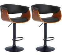 Set de 2 taburetes de bar vestal simil cuero nogal/negro 51x60x90 cm