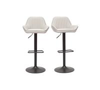 Set de 2 taburetes de cocina ajustable de tela beige y metal negro RONNIE