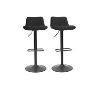 Set de 2 taburetes de cocina ajustables 360º negros de terciopelo y metal BOOST