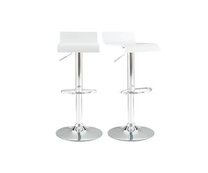 Set de 2 taburetes de cocina blancos con madera y acero cromado SURF V2