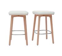 Set de 2 taburetes de cocina blancos y de madera clara 65 cm GRAMMA