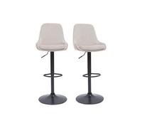 Set de 2 taburetes de cocina de diseño ajustables 360º de terciopelo topo y metal negro HOLO