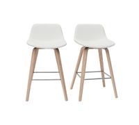Set de 2 taburetes de cocina de diseño blanco con madera clara 65 cm NONIE