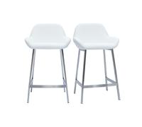 Set de 2 taburetes de cocina de diseño blancos con pie de metal RINGER