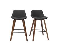 Set de 2 taburetes de cocina de diseño negro y nogal 65 cm NONIE
