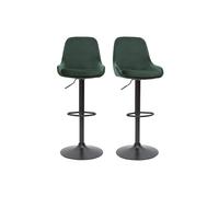 Set de 2 taburetes de cocina de diseño regulables terciopelo verde HOLO