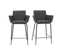 Set de 2 taburetes de cocina de tela gris antracita 65 cm CARLIE
