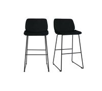 Set de 2 taburetes de cocina fijos de terciopelo negro con patas de metal negro 65 cm KAOLY