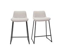 Set de 2 taburetes de cocina fijos efecto aterciopelado texturizado beige con pata de metal 65 cm BOOST