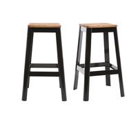 Set de 2 taburetes de cocina industriales de metal negro y madera 75 cm NICK