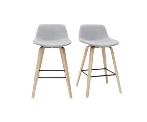 Set de 2 taburetes de cocina nórdicos gris claro y madera 65 cm NONIE