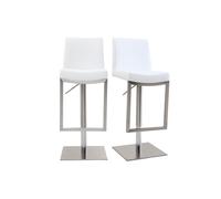 Set de 2 taburetes de cocina regulables blancos con acero cromado KYLE