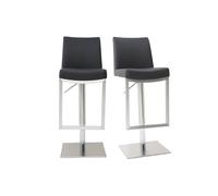 Set de 2 taburetes de cocina regulables negros con acero cromado KYLE