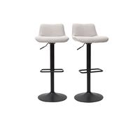 Miliboo - Taburetes de barra ajustables giratorios 360°, de tela, efecto terciopelo texturizado, color beige y metal, color negro (2) Boost