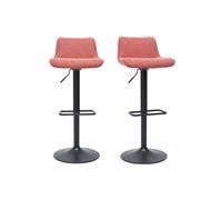 Set de 2 taburetes de cocina regulables y giratorios 360º de tejido efecto aterciopelado terracota y metal negro BOOST