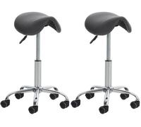 Set de 2 taburetes de tabajo reno en polipiel simil cuero gris 46x46x53 cm