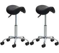 Set de 2 taburetes de tabajo reno en polipiel simil cuero negro 46x46x53 cm